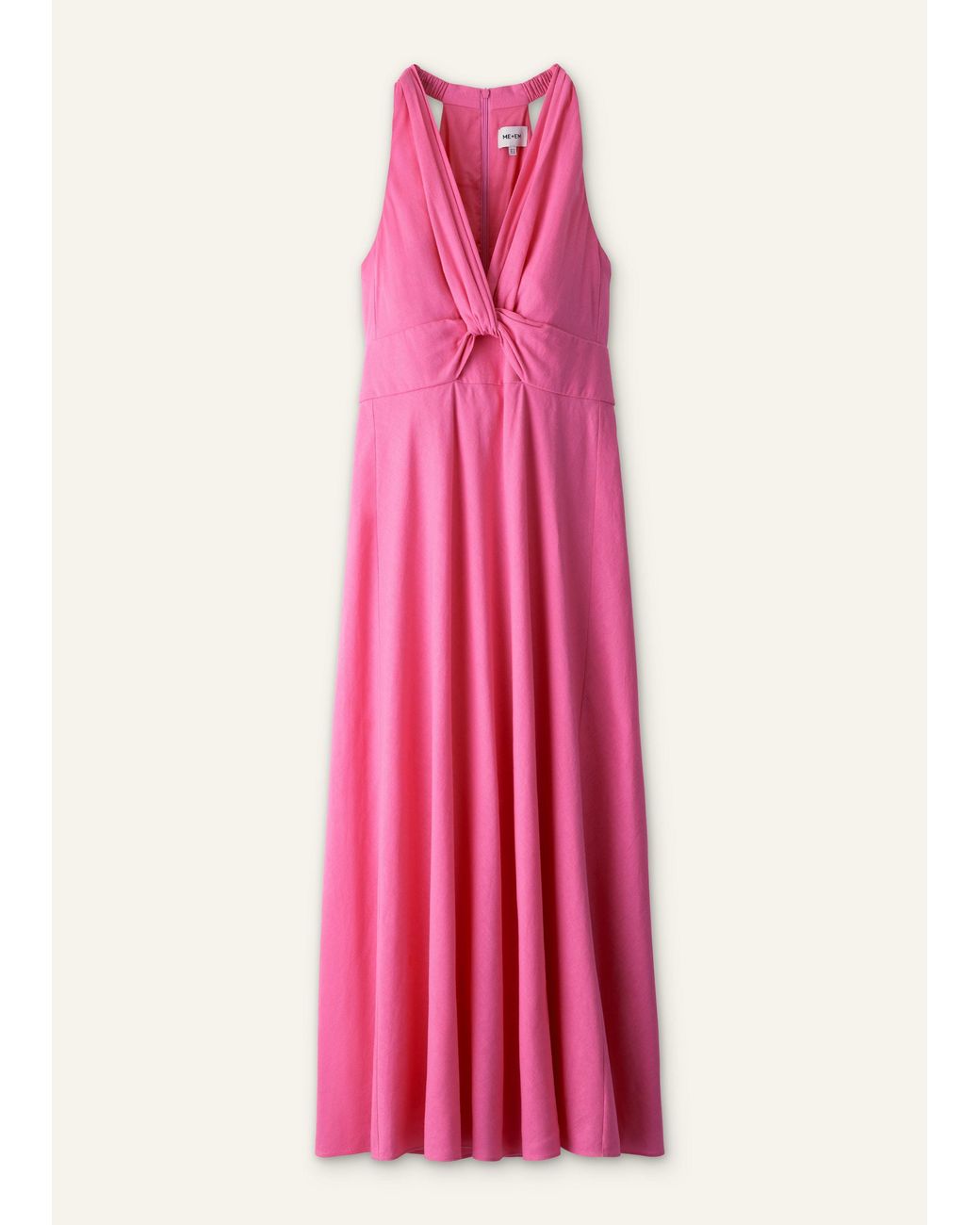 ME+EM Multicolor Crease-Less Linen Twist Front Maxi Dress