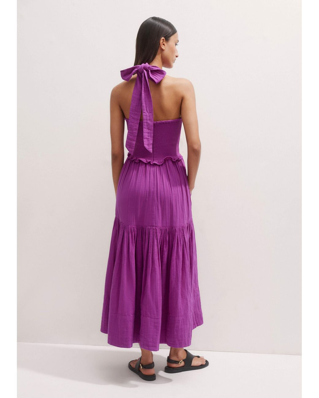 ME+EM Pink Cheesecloth Halterneck Maxi Dress