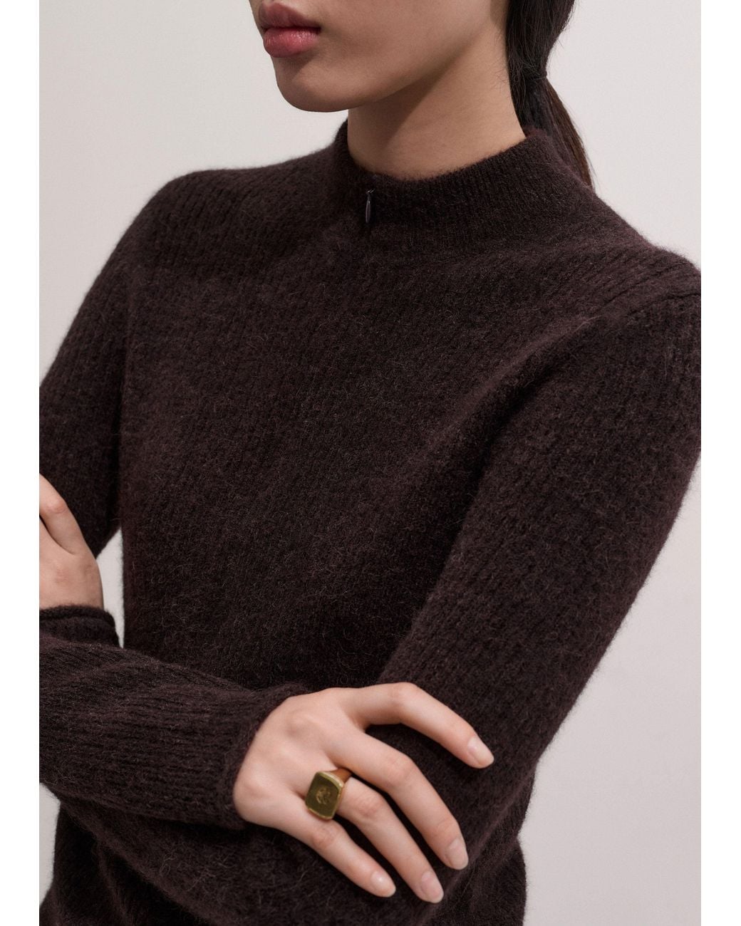 ME+EM Black Responsible Alpaca Half Zip Jumper + Scarf