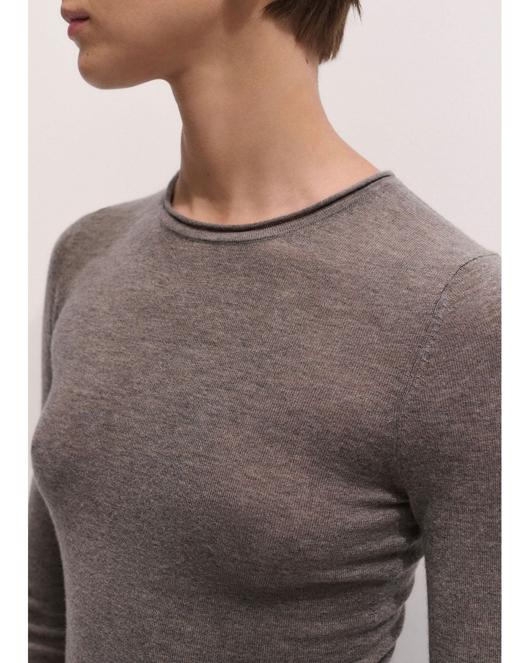 ME+EM Multicolor Barely There Jersey Stitch Crew Neck