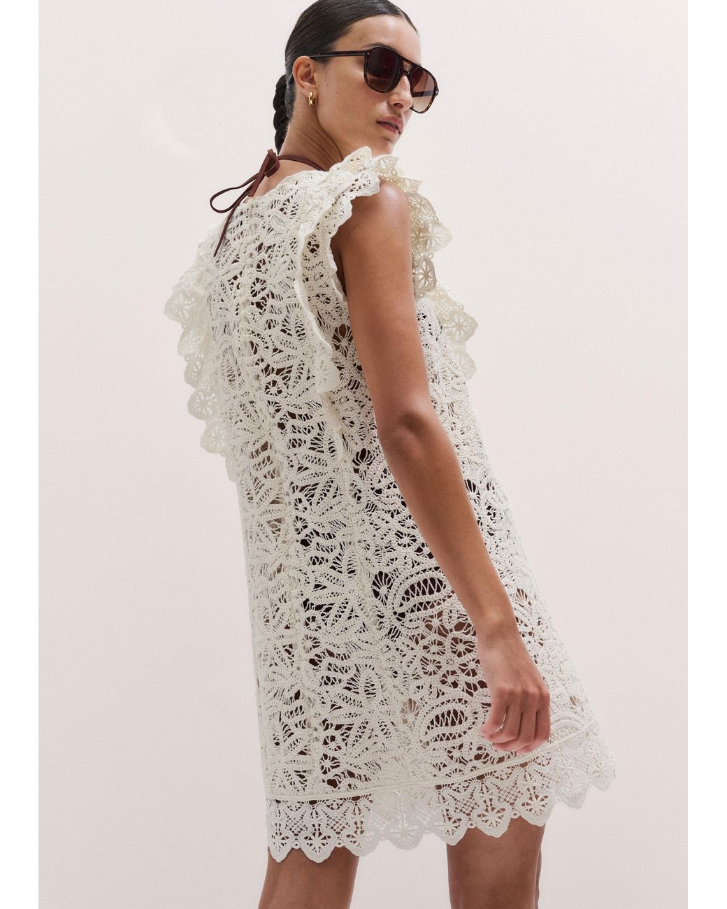 ME+EM White Cotton Lace Mini Dress + Slip
