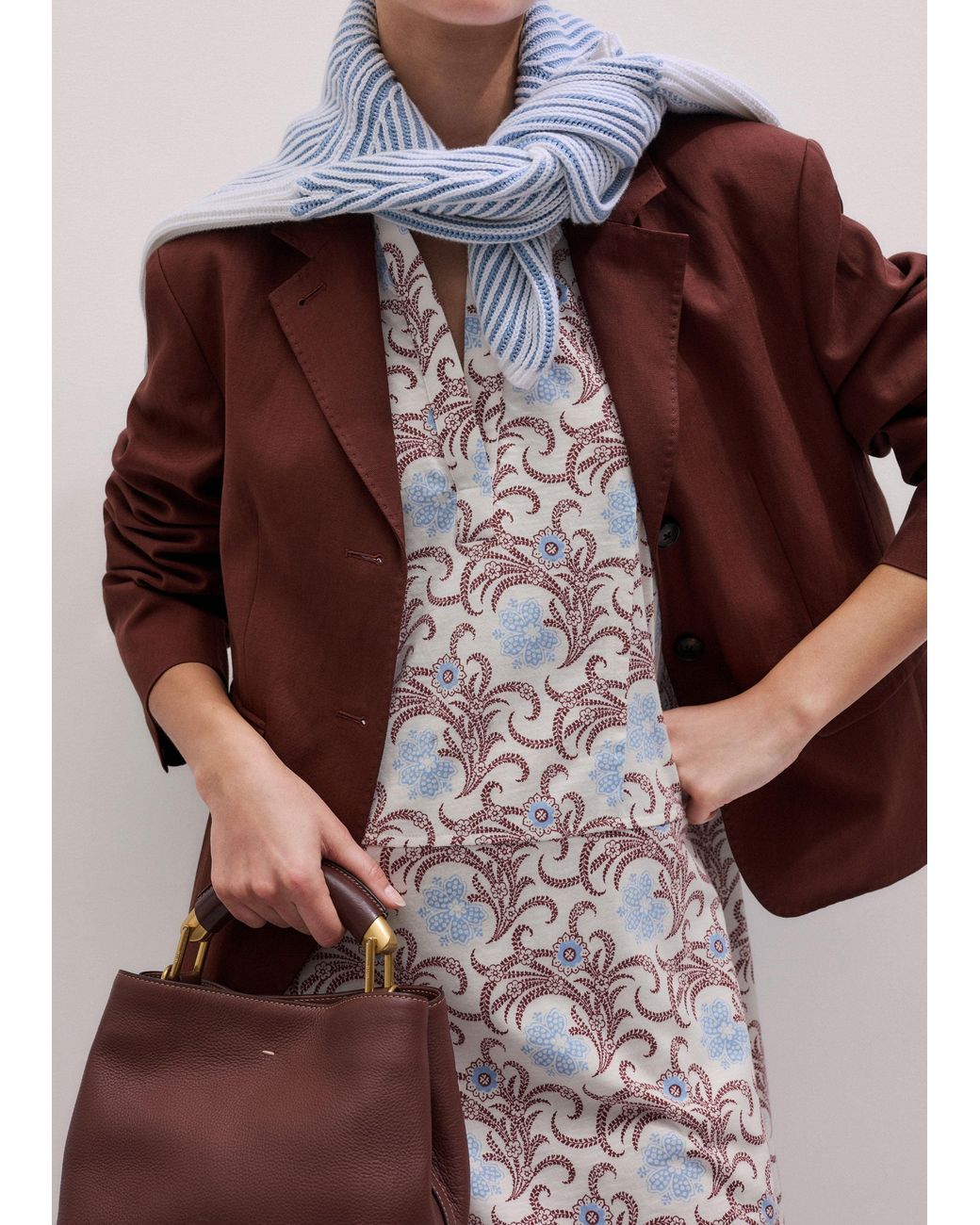 ME+EM Purple Bloom Floral Print Swing Dress