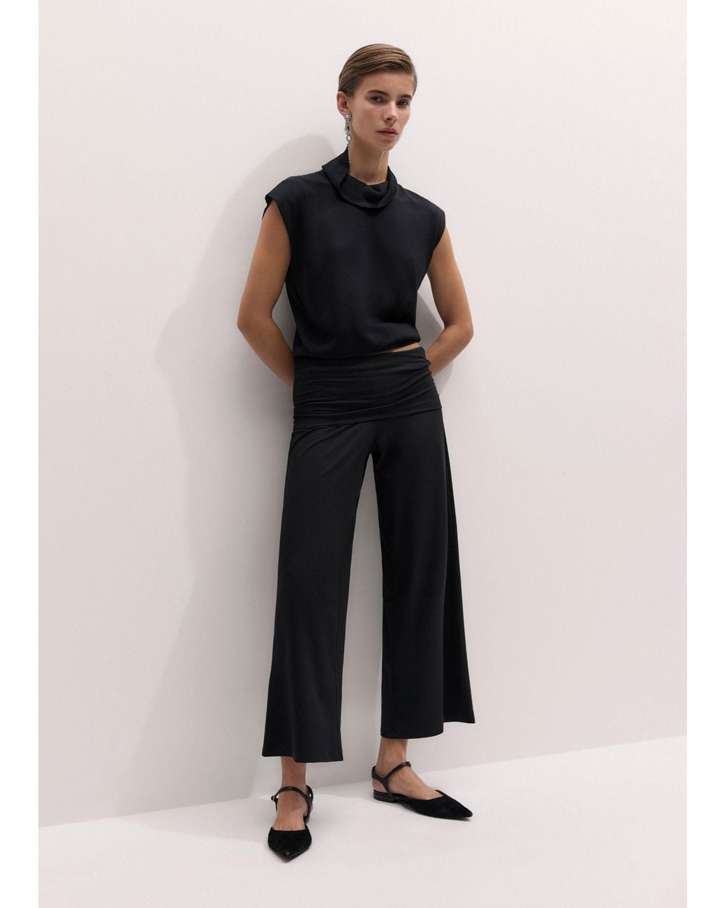 ME+EM Black Crop Palazzo Pant