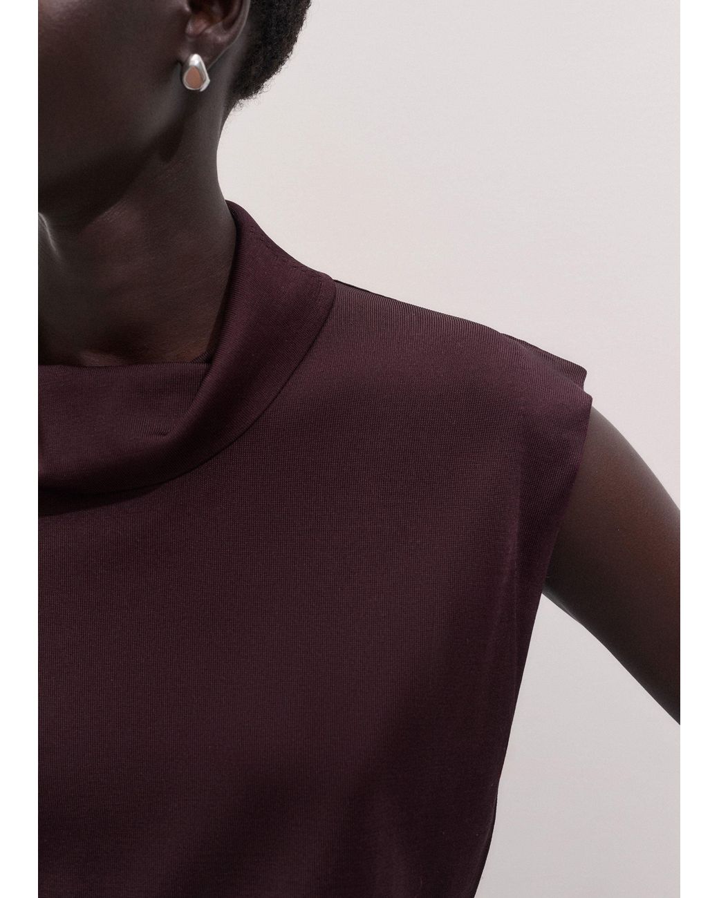 ME+EM Black Fine Silk Draped Straight Knit Tee