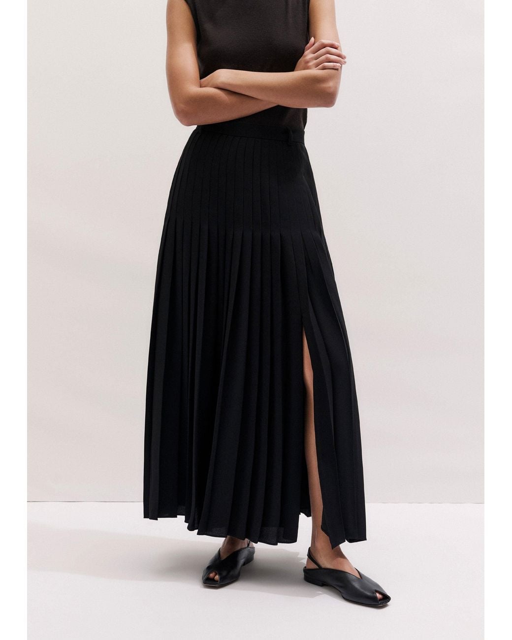 ME+EM Black Dramatic Maxi Length Skirt