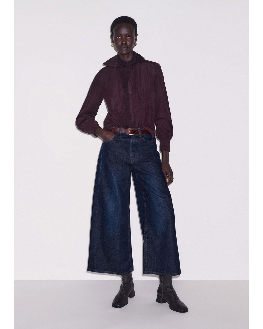ME+EM Blue Barely There Rolled Edge Slim Layering Jumper