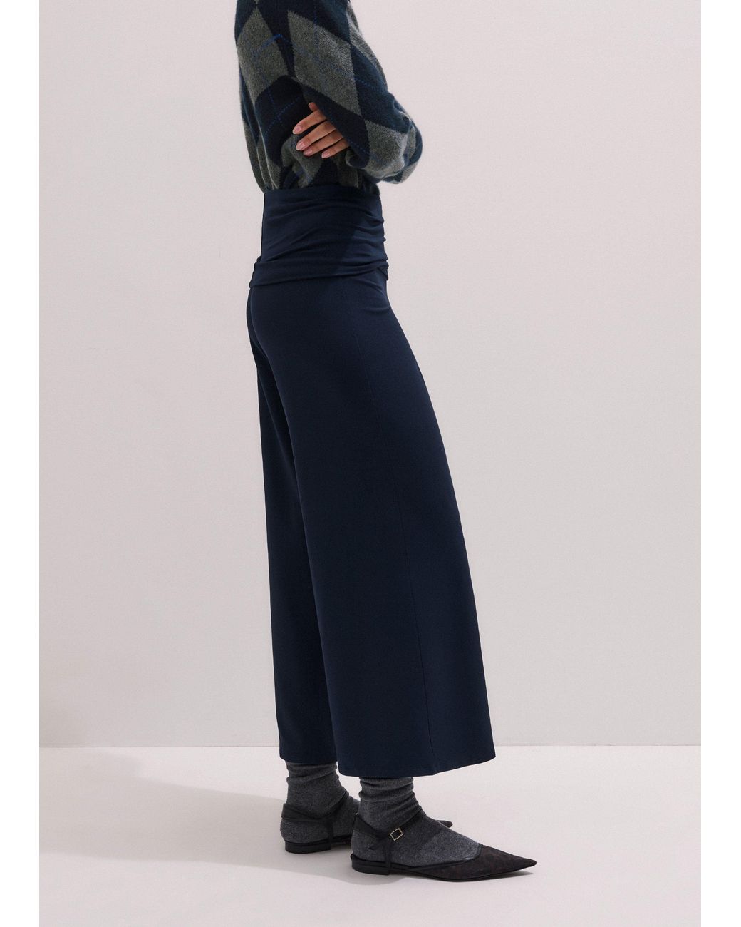 ME+EM Blue Crop Palazzo Pant