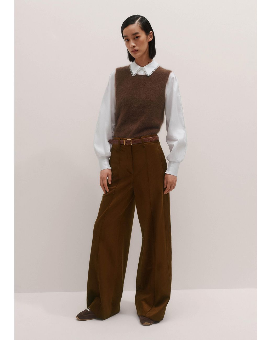 ME+EM Brown Straight Sweater Vest