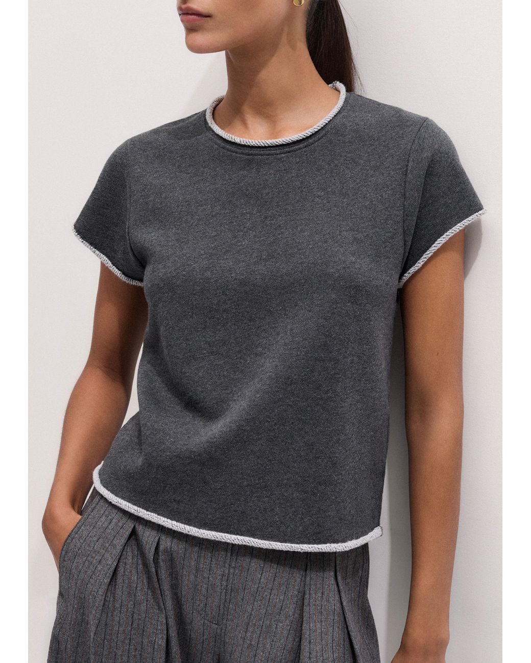ME+EM Black Baby Tee Lightweight Sweatshirt