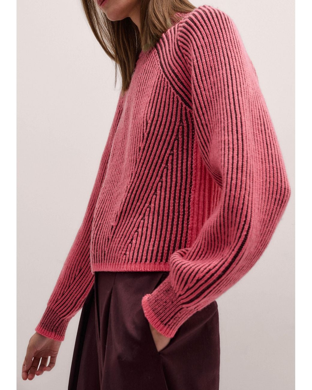 ME+EM Red Merino Fashioned Rib Jumper