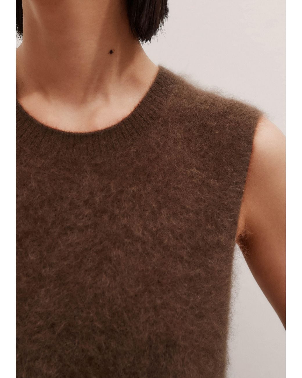 ME+EM Brown Straight Sweater Vest
