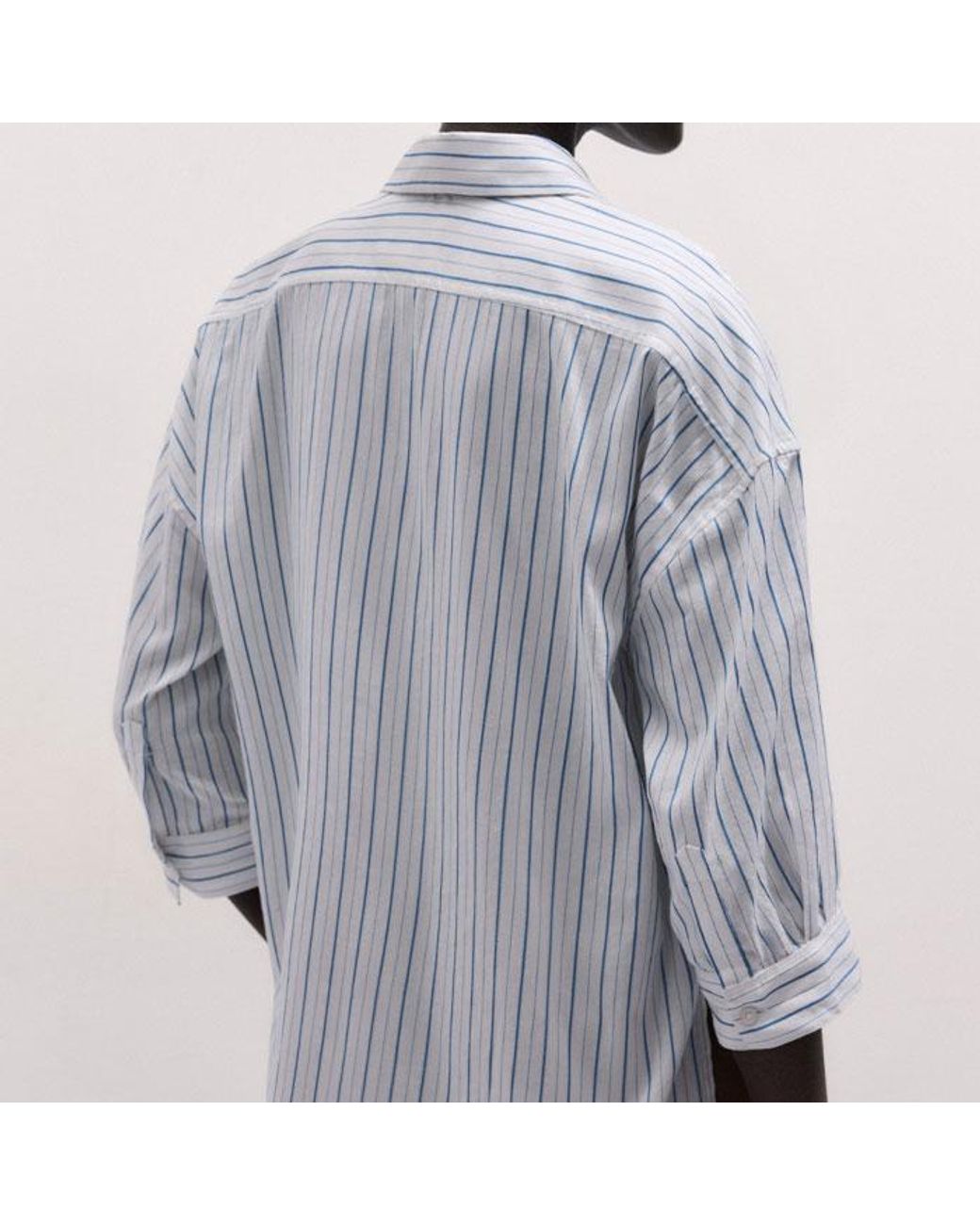 ME+EM White Boxy Three Quarter Sleeve Striped Shirt