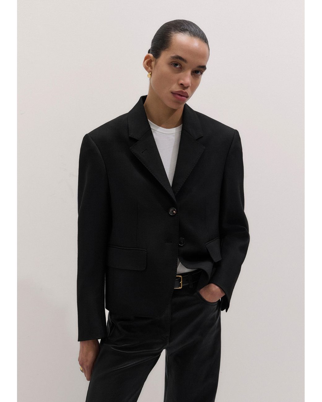 ME+EM Black Cropped Intelligently Oversized Jacket