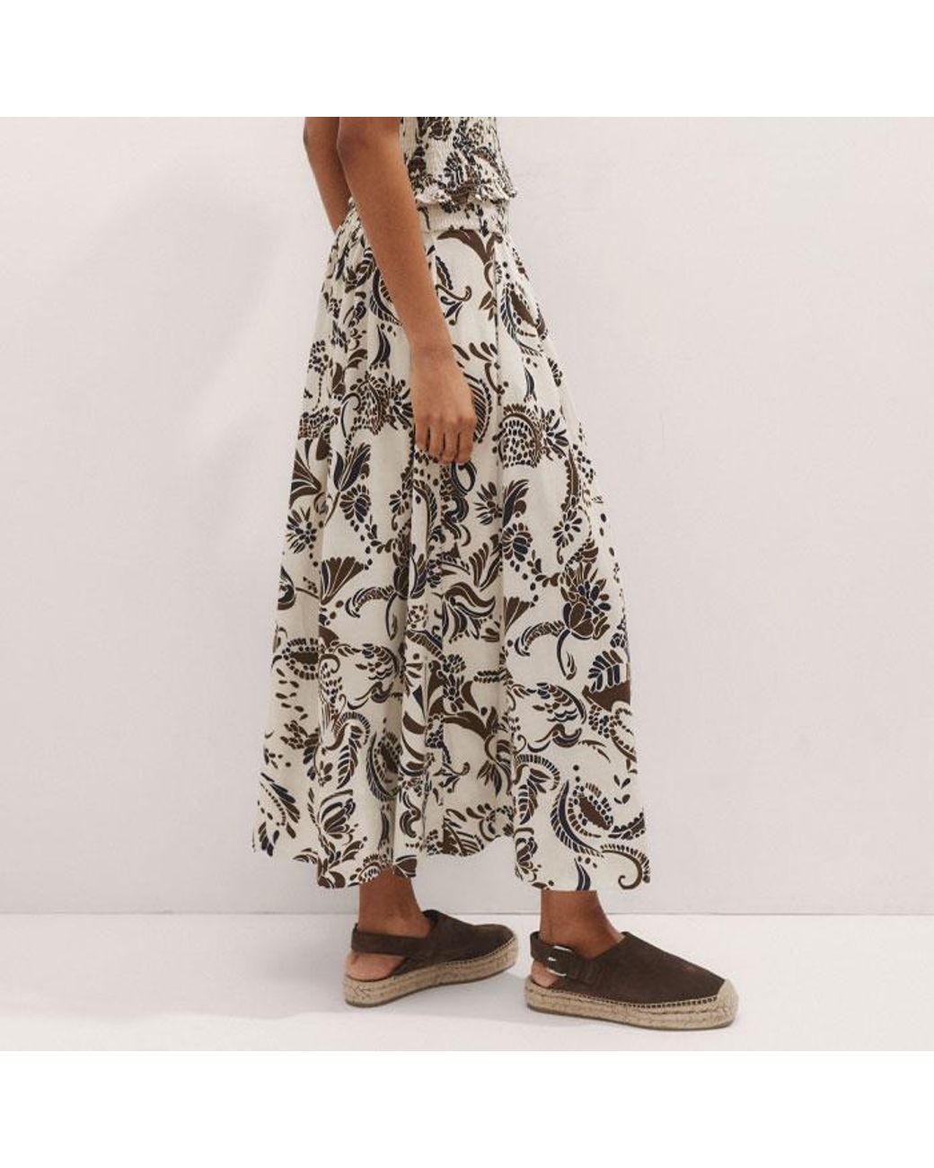 ME+EM Blue Silhouette Print Smock Top