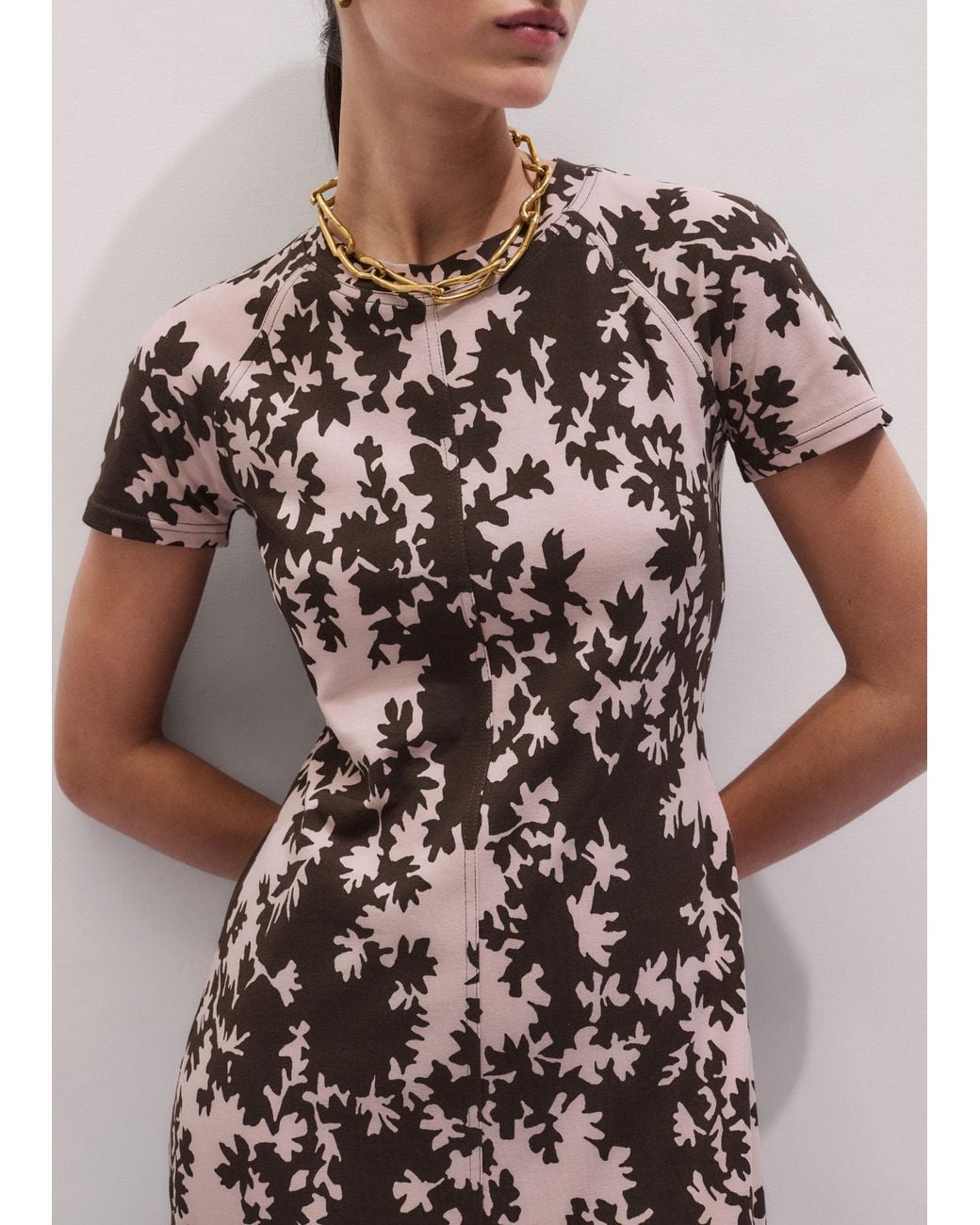 ME+EM White Speckled Bloom Print Raglan Sleeve Maxi Dress Blush-Cocoa