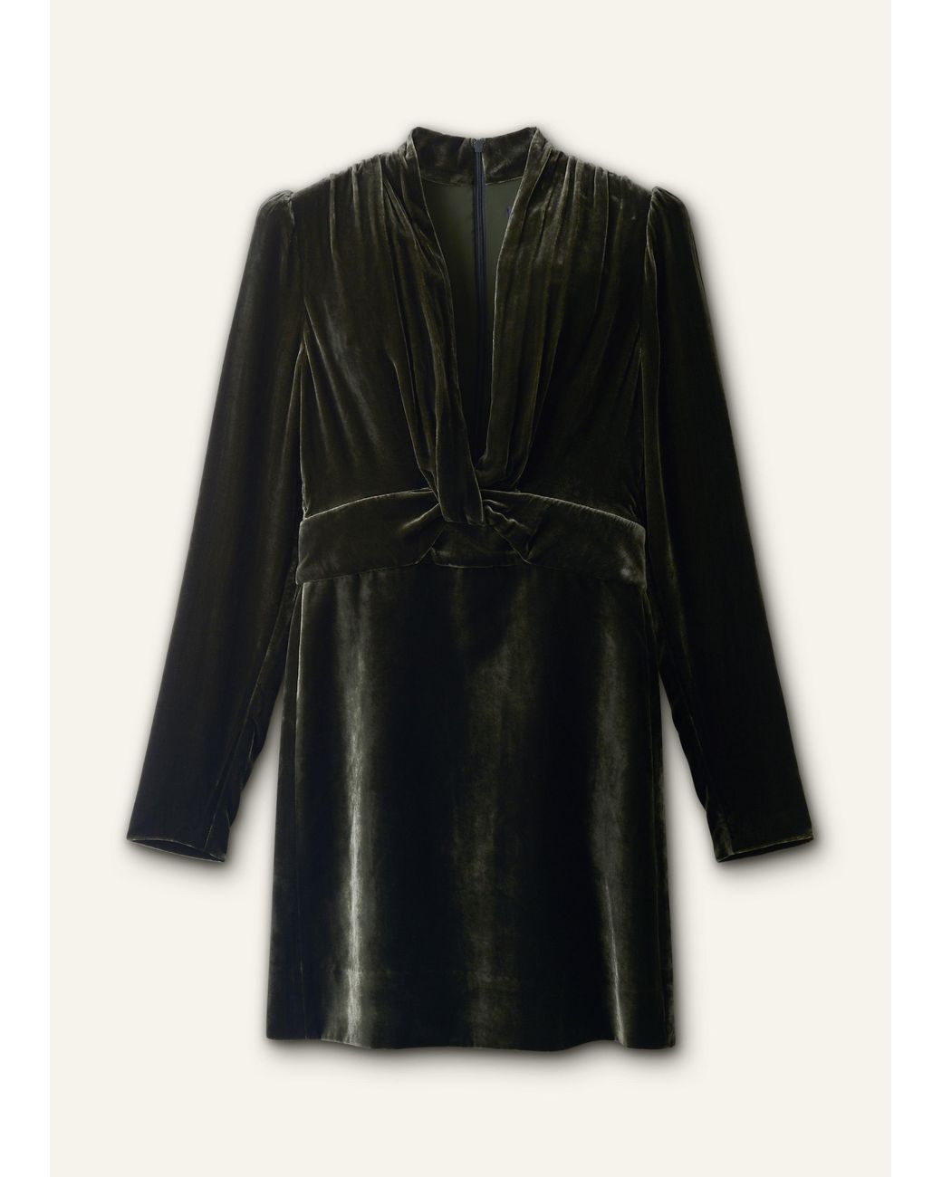 ME+EM Natural Silk Blend Velvet Twist Detail Mini Dress