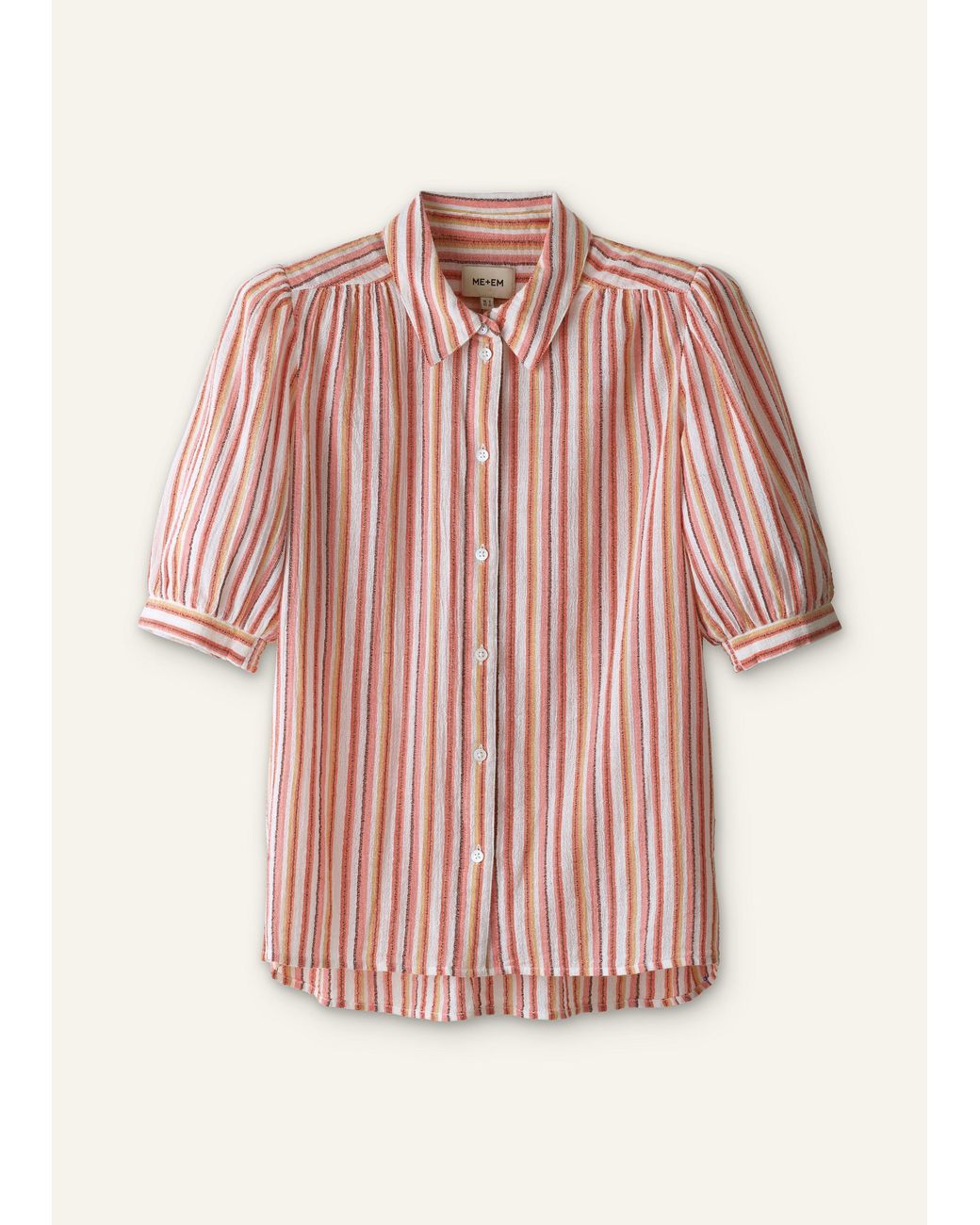 ME+EM Pink Cotton Stripe Summer Blouse-Multi