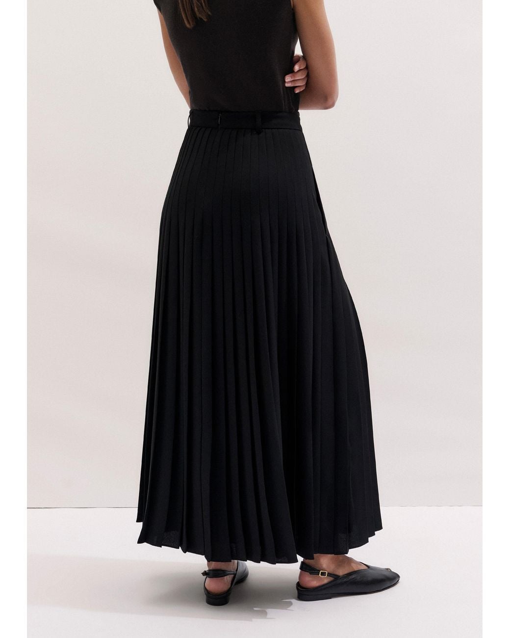 ME+EM Black Dramatic Maxi Length Skirt