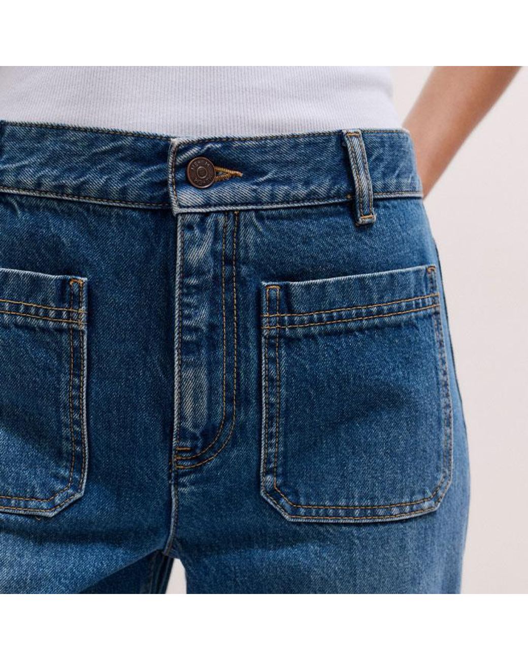 ME+EM Blue Cropped Kick Flare Jean