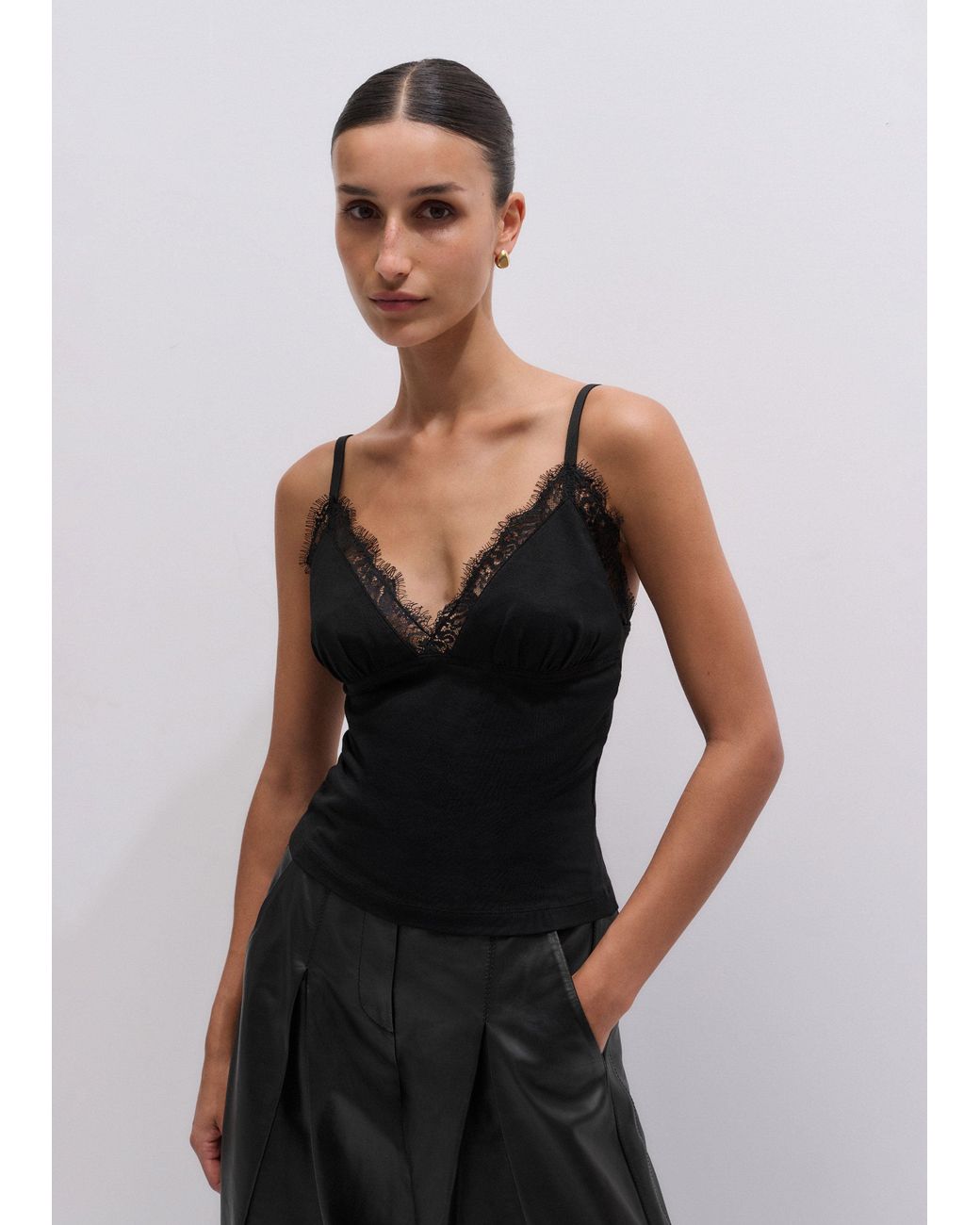 ME+EM Black Lace Trim Cami