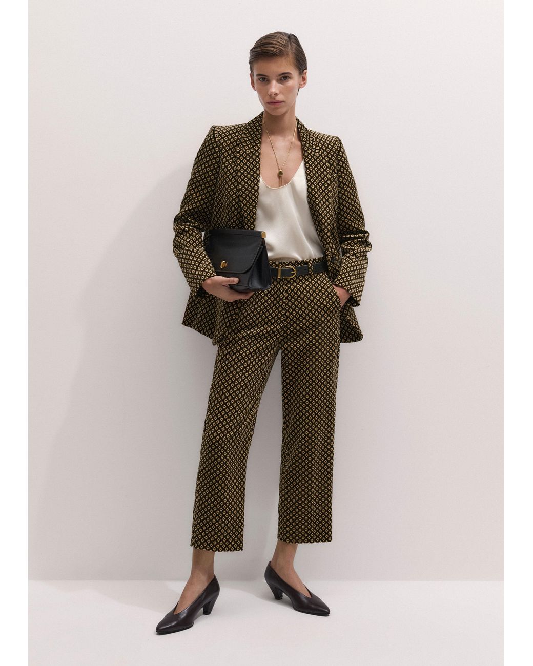 ME+EM Brown Sharp Shoulder Blazer