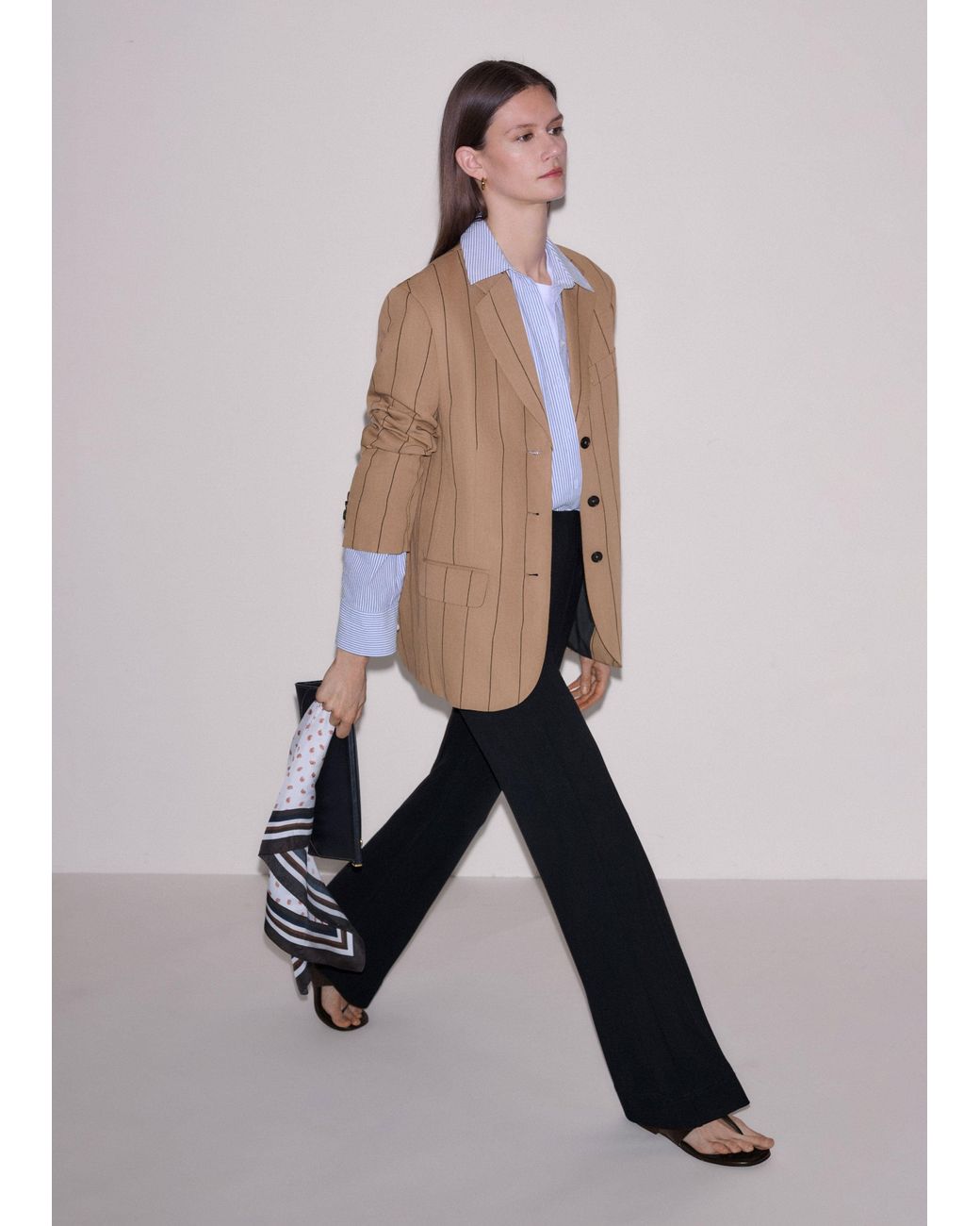 ME+EM Black Travel Tailoring Kick Flare Trouser