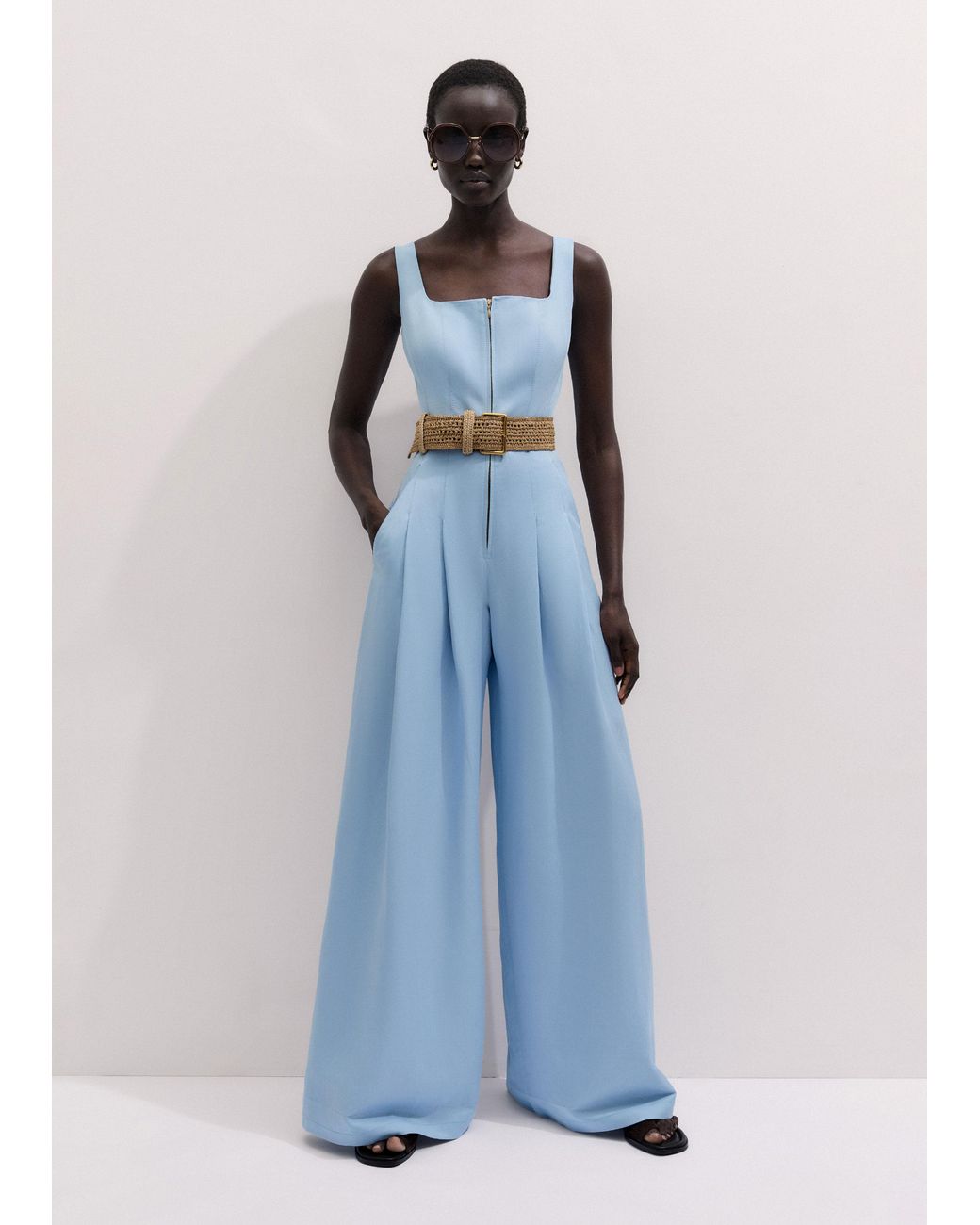 ME+EM Blue Event Ready Tailored Jumpsuit + Belt