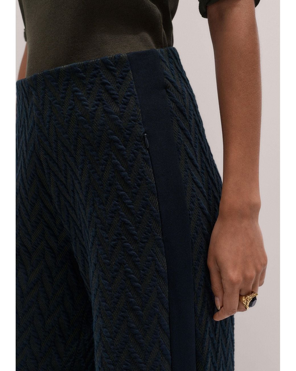 ME+EM Black Graphic Jacquard Track Pant-Rich