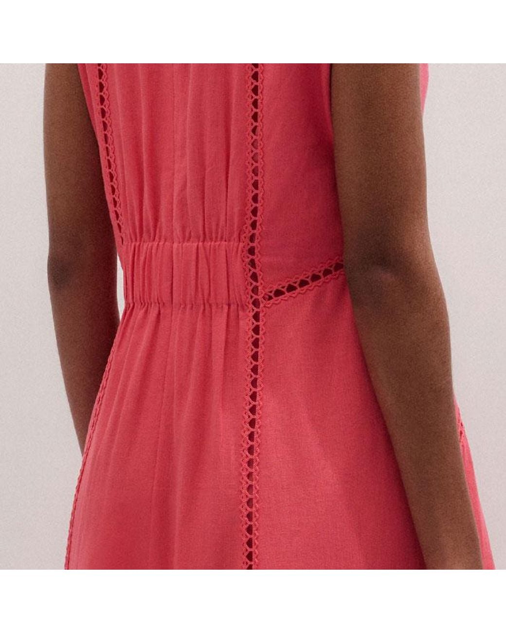 ME+EM Pink Crease-Less Embroidery Stitch Detail Maxi Dress