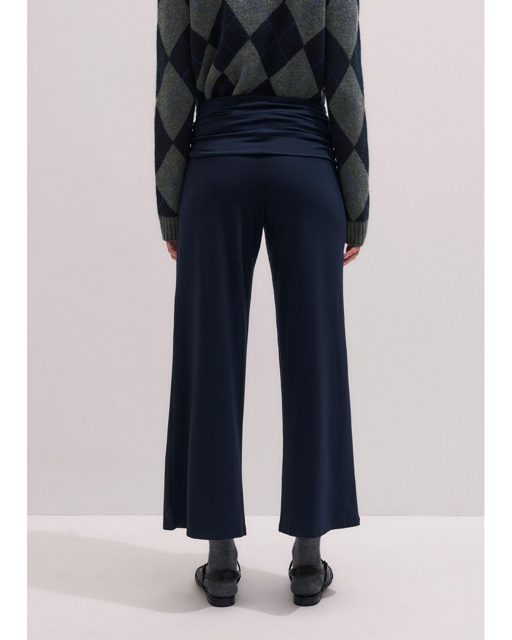 ME+EM Blue Crop Palazzo Pant