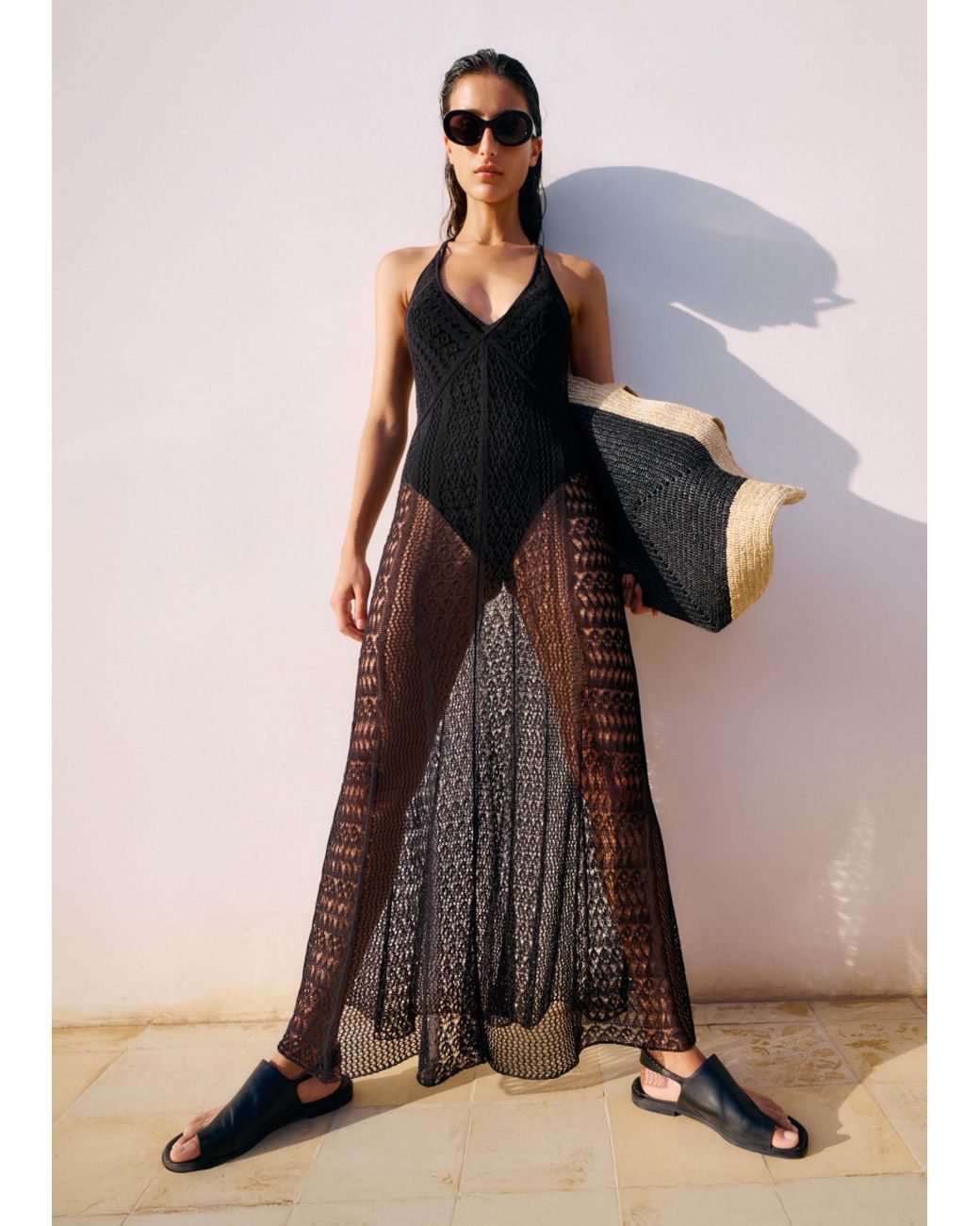 me and em halter neck dress ME+EM Pointelle Halterneck Midi in Black Formal dress