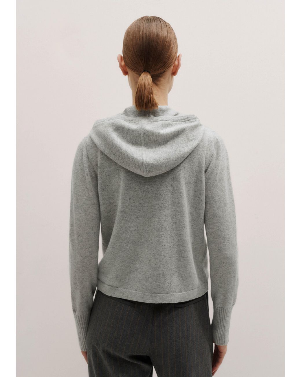 ME+EM Gray Cashmere Relaxed Fit Box Zip Hoody Mélange
