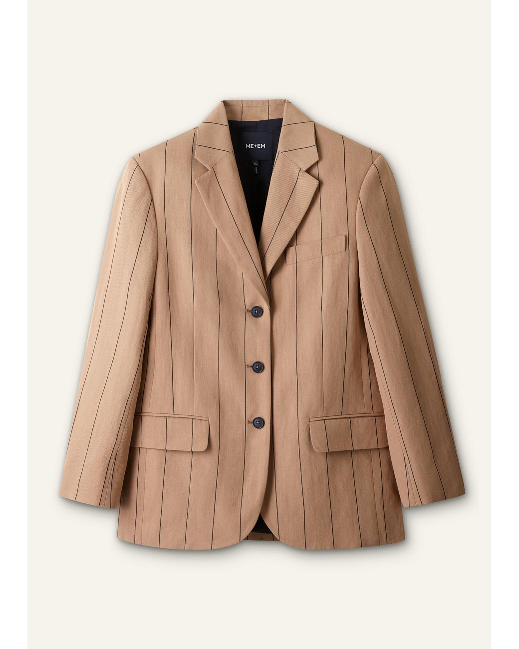 ME+EM Orange Intelligently Oversized Pinstripe Blazer Tan