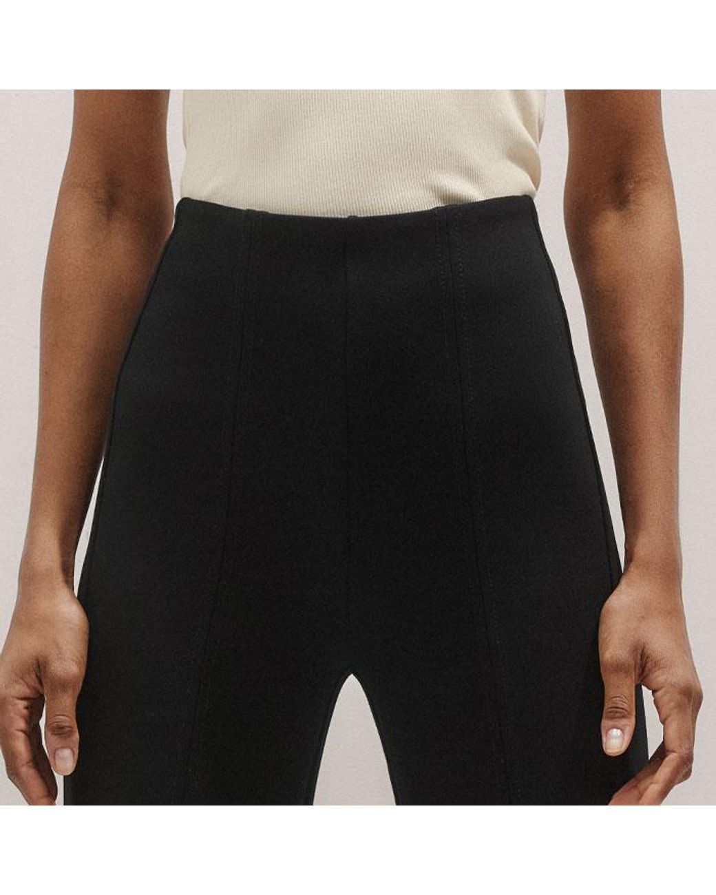 ME+EM Black Travel Tailoring Kick Flare Trouser