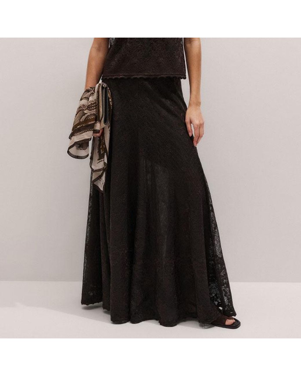 ME+EM Black Embroidered Tulle Top + Cami