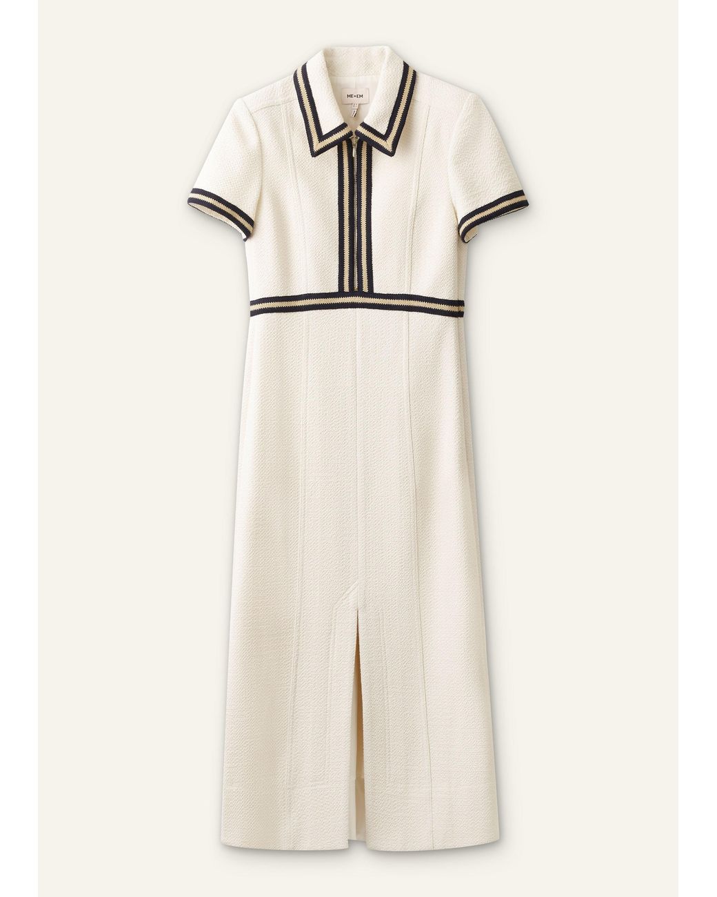 ME+EM Natural Fit And Flare Textured Midi Dress