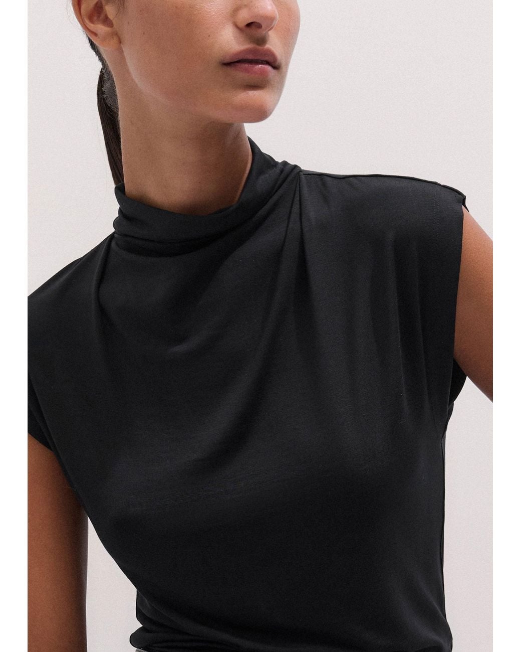 ME+EM Blue Sleeveless Drape Top