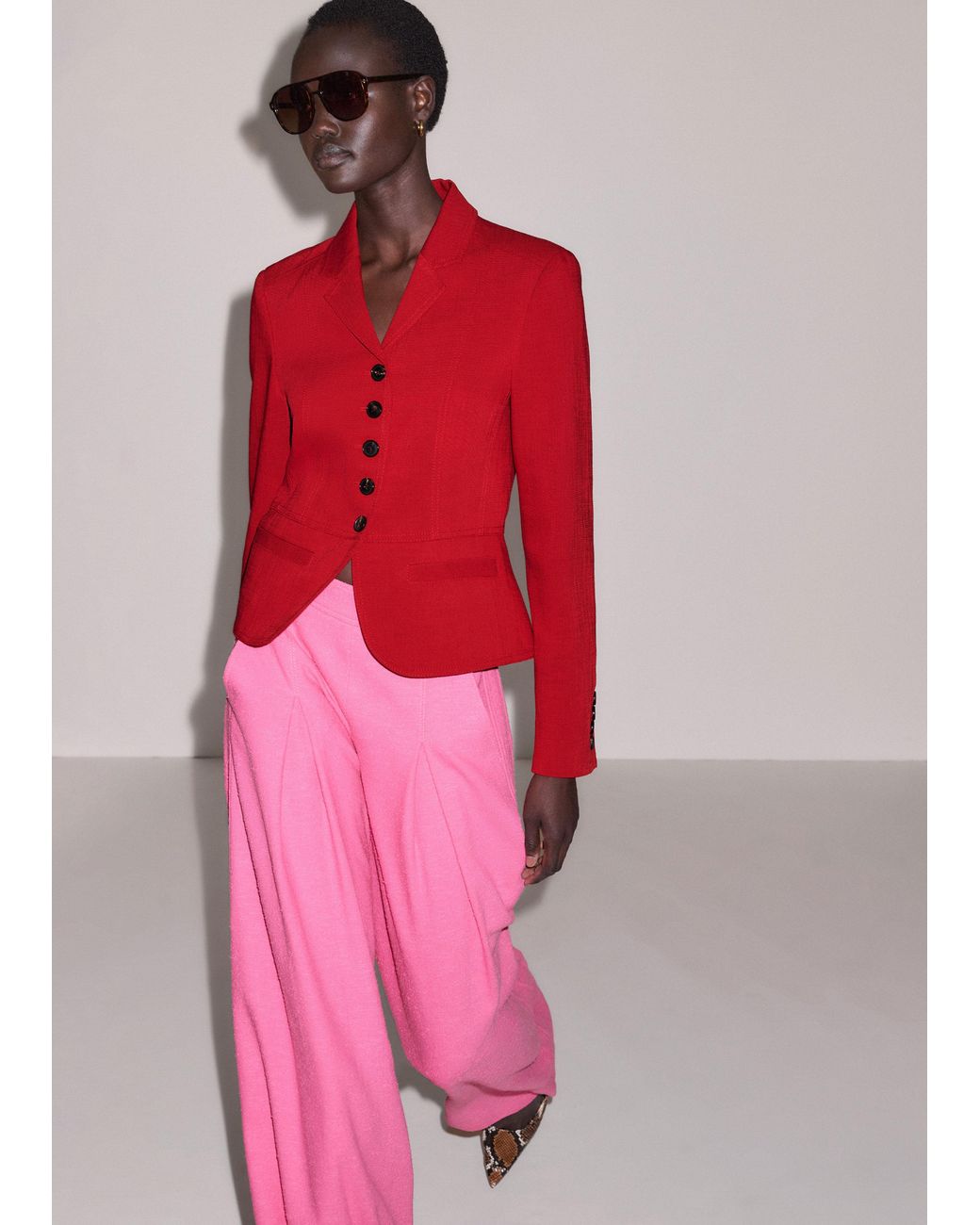 ME+EM Red Fitted Panel Jacket