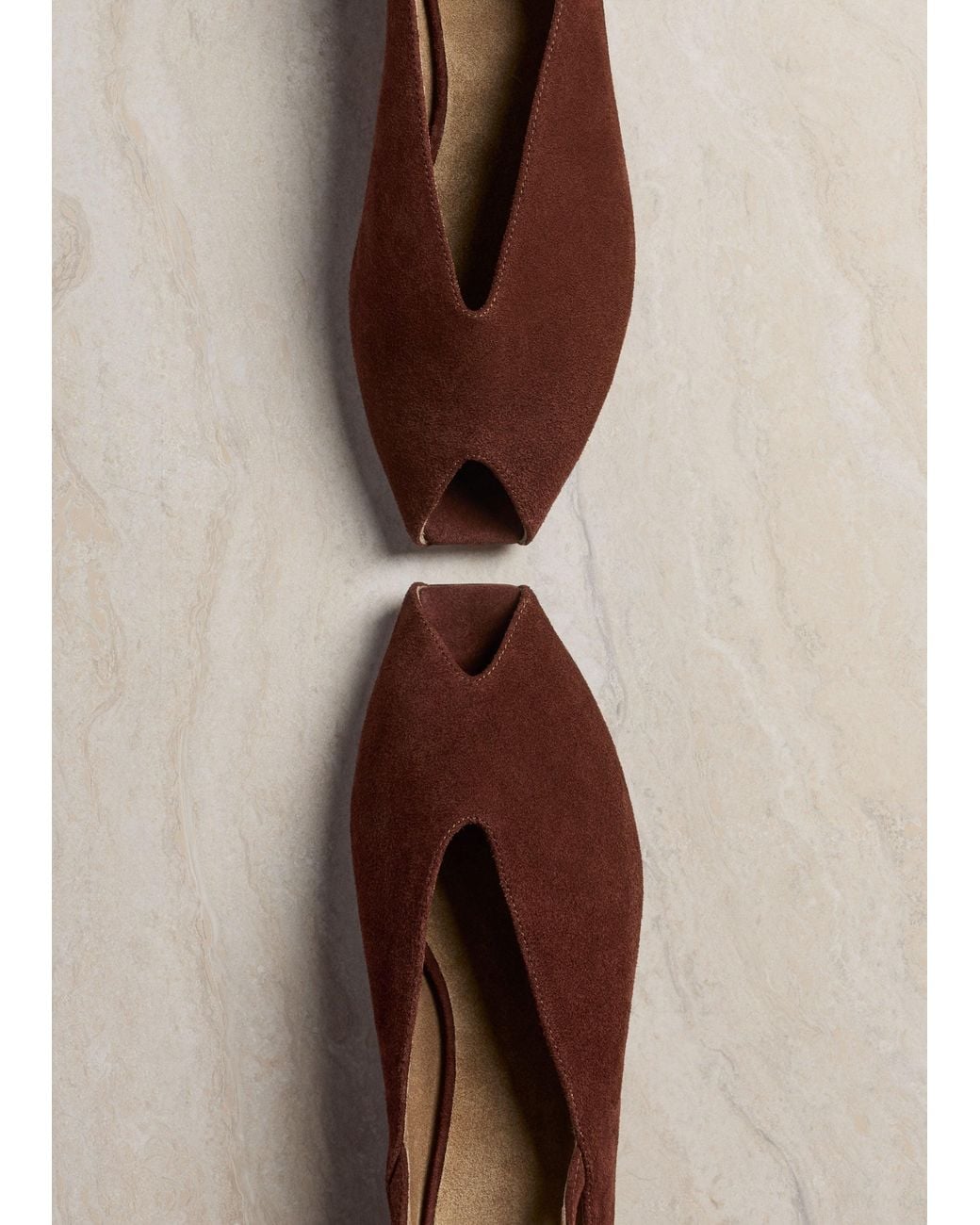 ME+EM Brown Peep Toe Flat Sandal