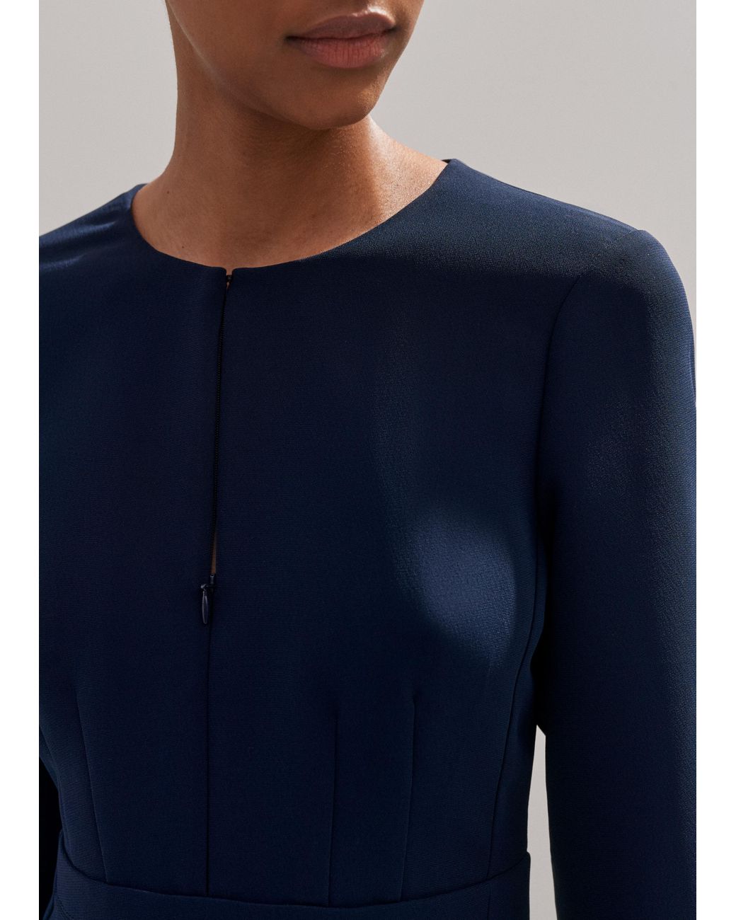 ME+EM Fluid Crepe Elegant Midi Dress in Blue | Lyst