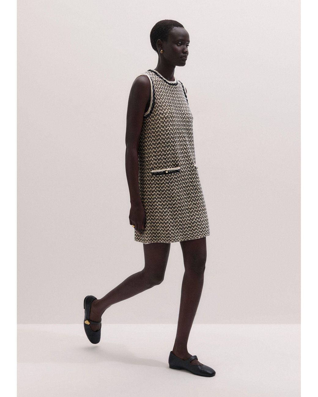 ME+EM Multicolor Metallic Tweed A-Line Knit Mini Dress