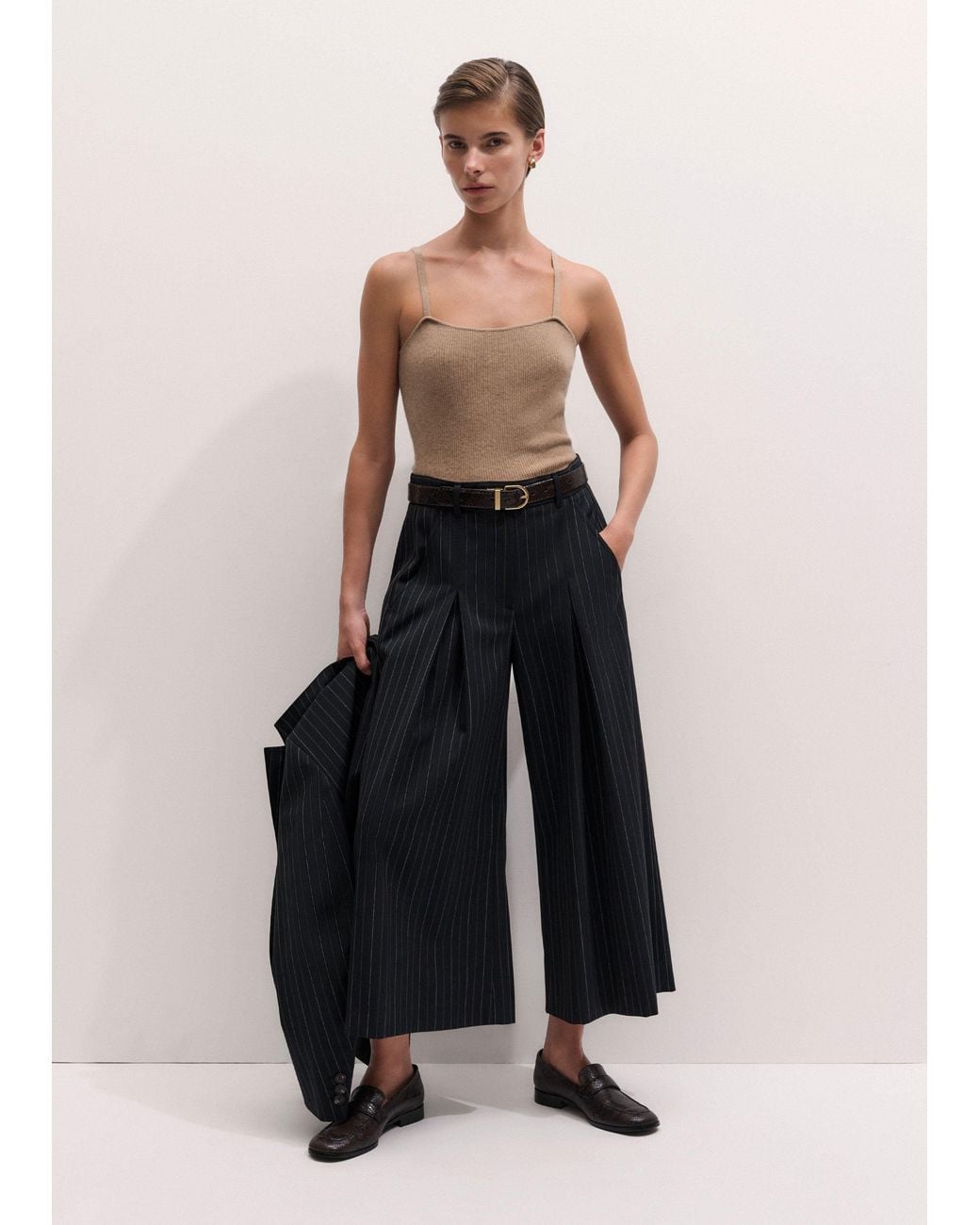 ME+EM Black Ultimate Wide Pinstripe Culotte