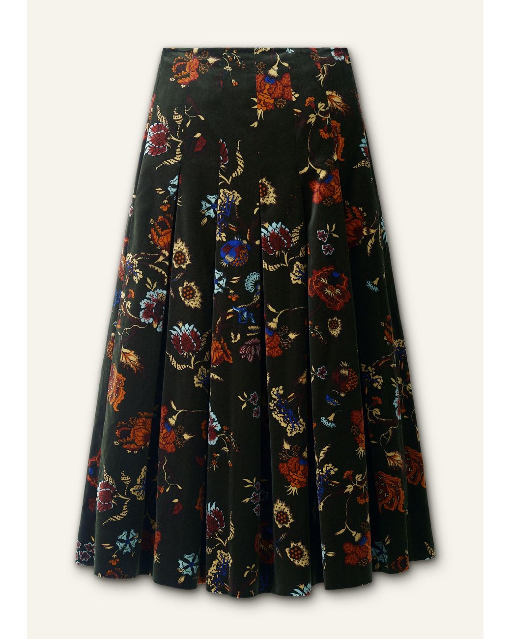 ME+EM Black Velvet Floral Garden Print Maxi Skirt