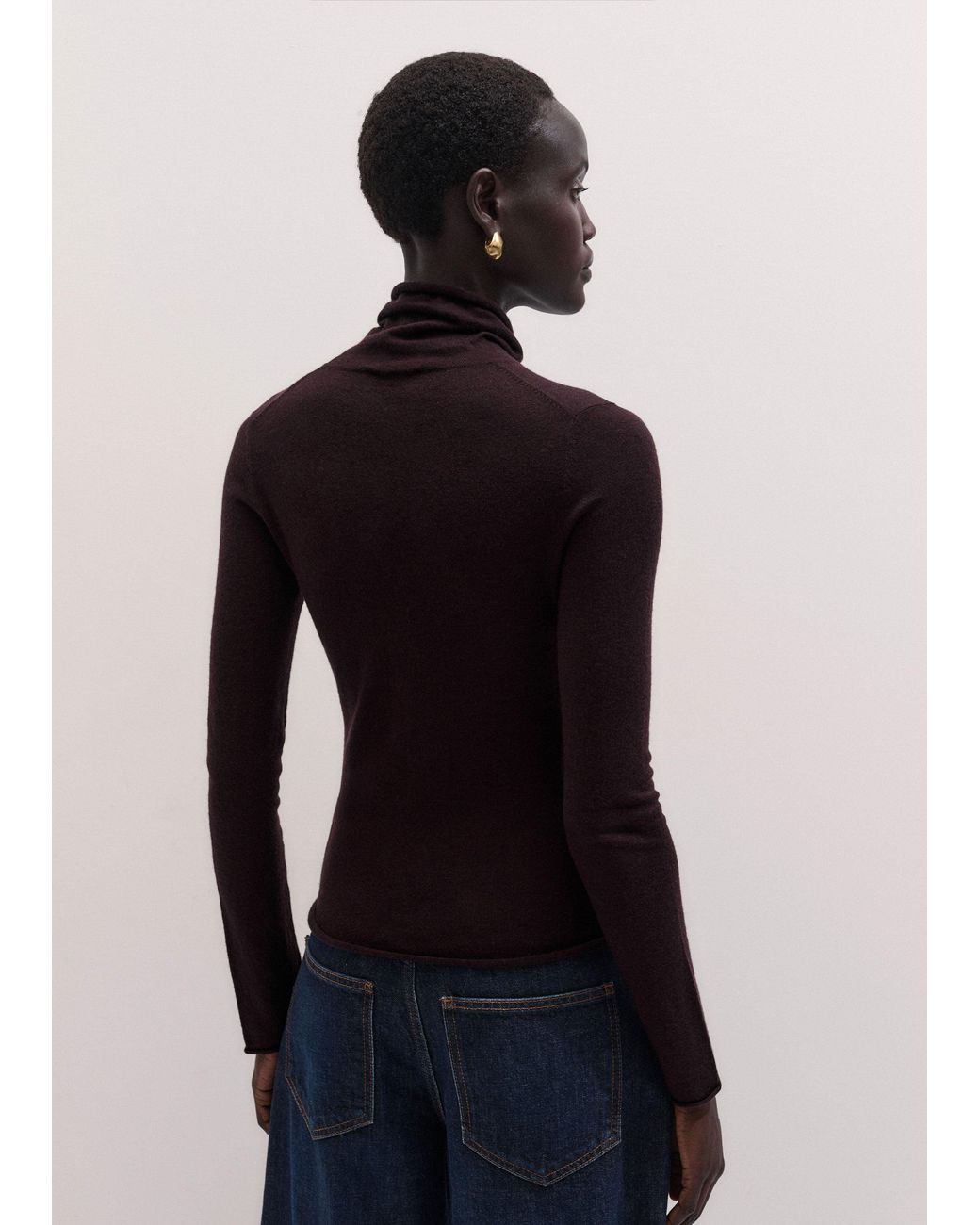 ME+EM Blue Barely There Rolled Edge Slim Layering Jumper