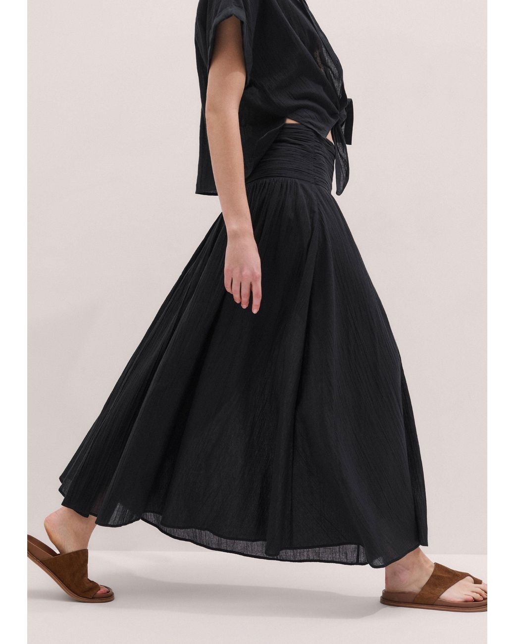 ME+EM Blue Cotton Gauze Maxi Skirt + Slip
