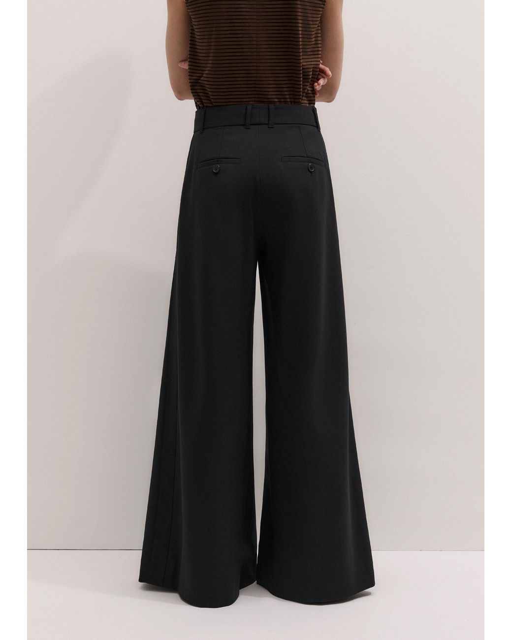 ME+EM Black Ultimate Wide Pleat Front Trouser