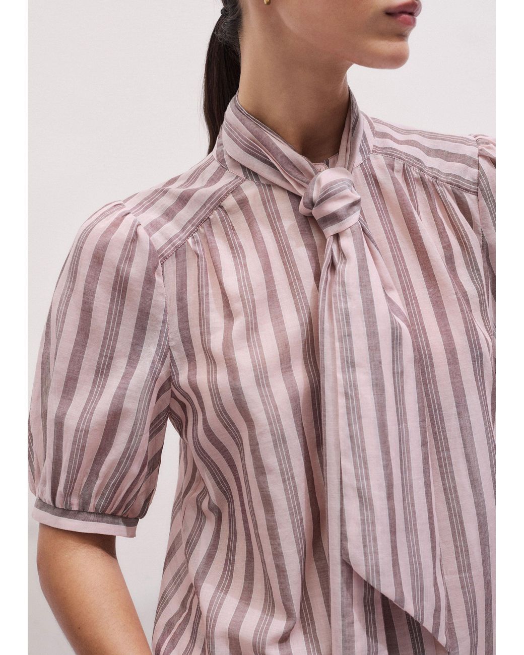 ME+EM Purple Stripe Blouse + Tie