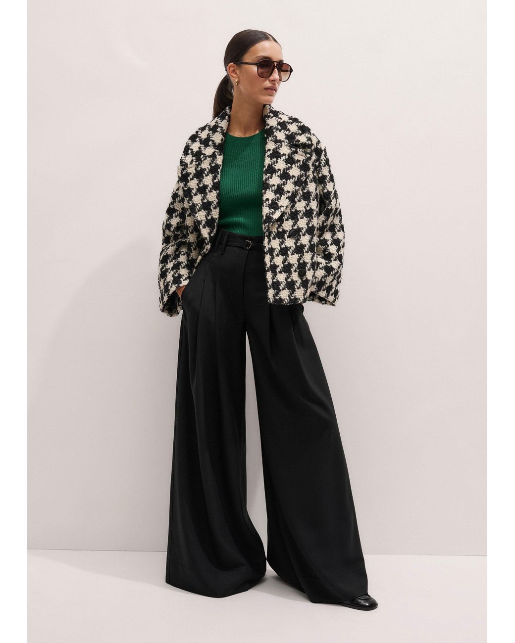 ME+EM Green Cashmere Slim Rib Knit Tee