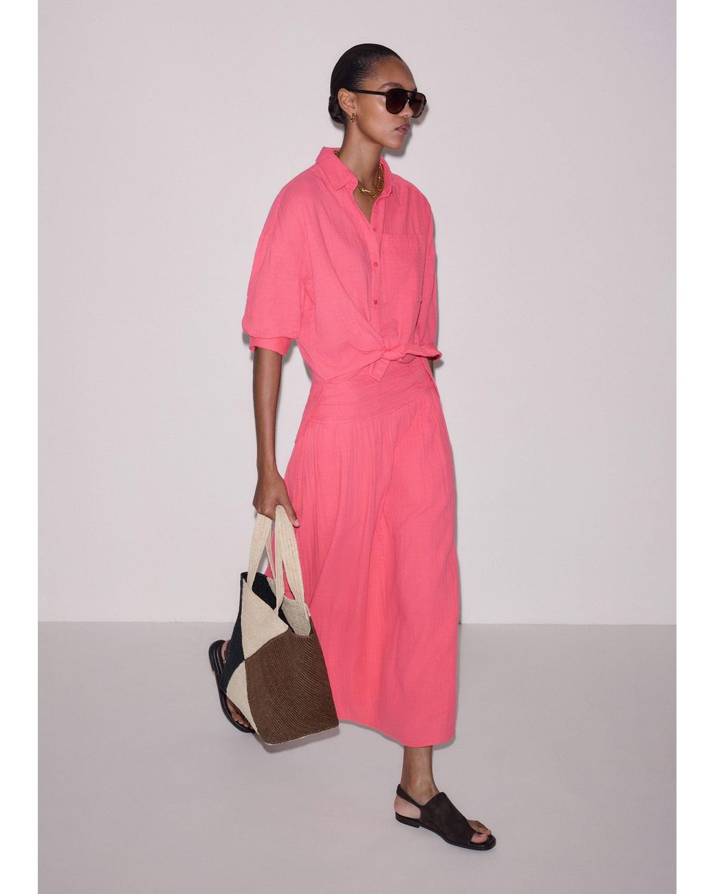 ME+EM Pink Cheesecloth Maxi Skirt