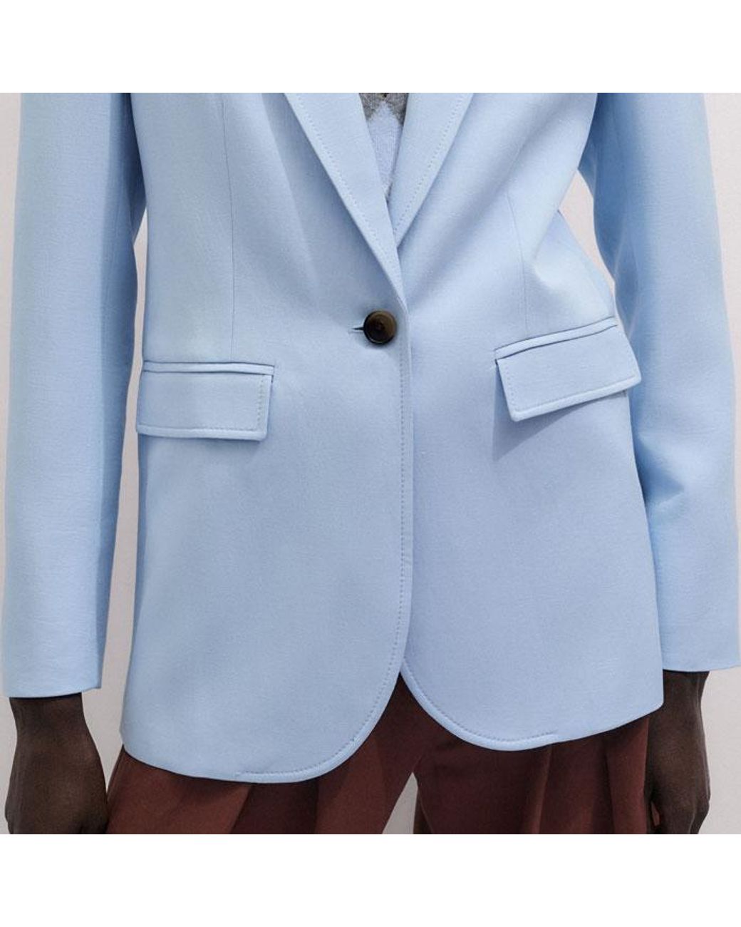 ME+EM Blue Sharp Shoulder Jacket